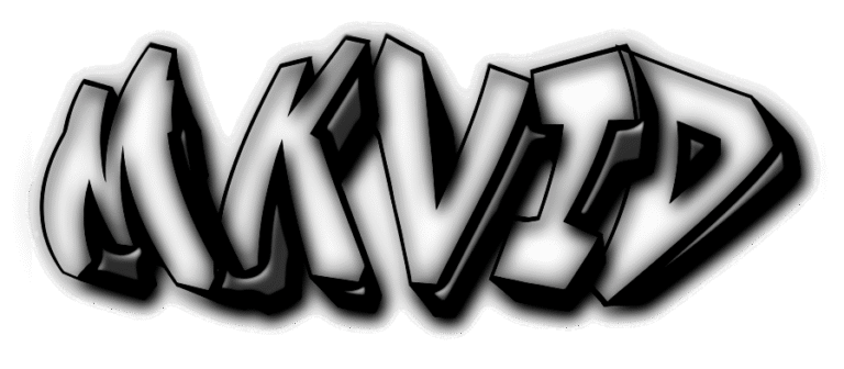 Logo MKVID w stylu graffiti z efektem 3D i cieniowaniem w odcieniach czerni i bieli